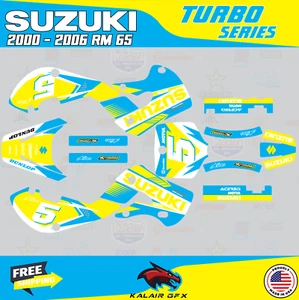 Kit de gráficos para Suzuki RM65 años 2000 a 2006 RM 65 Turbo Series - cian - Imagen 1 de 6