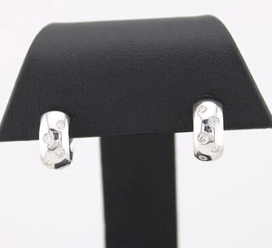 14KT WHITE GOLD .33 CT TW DIAMOND HUGGIE STYLE HIGH POLISH HOOP EARRINGS - Picture 1 of 12
