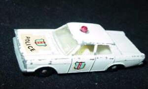 Vintage LESNEY Matchbox # 55/59 - FORD GALAXIE WHITE POLICE CAR - England