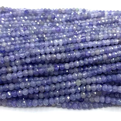 Natural Genuine Clear Blue Purple Tanzanite Faceted Small Rondelle Loose beads - Image 1 of 4