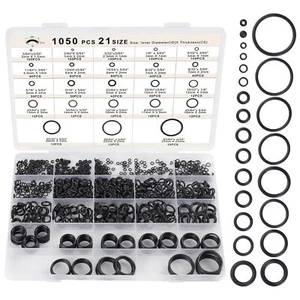 21 Size Rubber O Ring Set,1050 Pcs Black Small O Rings Assortment Kits,Assort... - Picture 1 of 3
