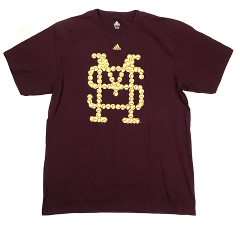 Adidas Mississippi State Bulldogs Shirt Mens Large Maroon Baseball Logo Cover