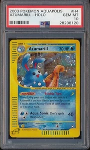 2003 POKEMON AQUAPOLIS AZUMARILL HOLO HOLOGRAPHIC #H4 PSA 10 GEM MINT SWIRL - Picture 1 of 2