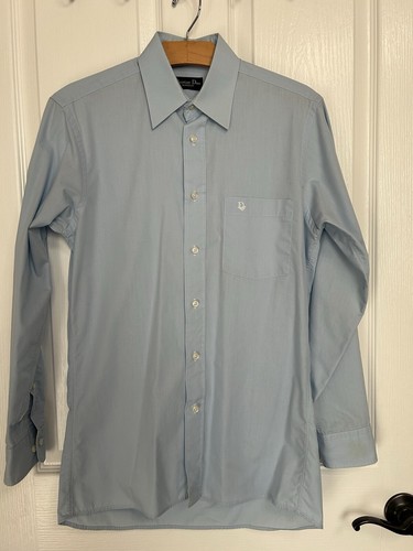 Christian Dior Monsieur Vestito Camicia Uomo Blu Bottoni 14 1 2 Elegante Business