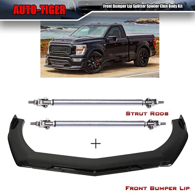 Glossy Black Front Bumper Splitter Spoiler Kit For Ford F150 F-150 Foto 1 de 4