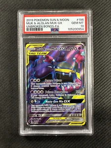 Pokemon Card PSA 10 Gem Mint Muk & Alolan Muk Unbroken Bonds 2019 Holo 196/214 - Picture 1 of 2