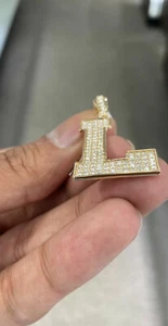 14K Yellow Gold Finish Black & White Diamond Elephant Tooth Pendant Charm 1.70 C - Picture 1 of 6