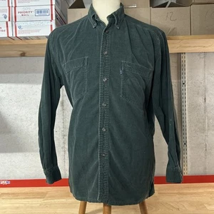 Levi’s Long Sleeve Button Up Corduroy Shirt Men’s L Large Green *HOLES* - Picture 1 of 5