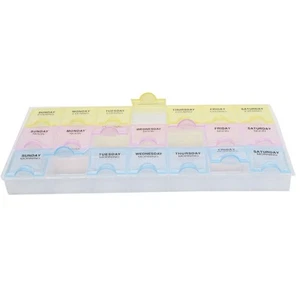 AM NOON PM 7 Day Weekly Pill Box Dispenser Organizer Holder Case - Afbeelding 1 van 4
