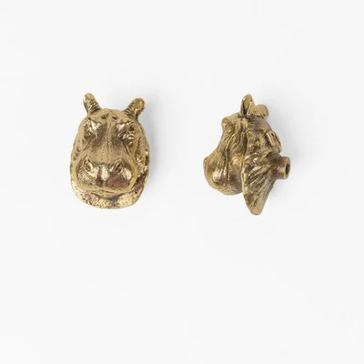 Brass Hippo Cabinet Knob – Solid Brass Furniture Handle – Animal Drawer Pull - Image 1 of 4
