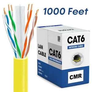 Gelb 1000 Fuß CAT6 Kabel Ethernet Kabel Cat6 Kabel 550 MHz LAN Bulk Netzwerkkabel - Bild 1 von 8
