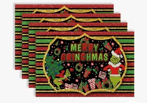 The Grinch Merry Grinchmas Set Of 8 Placemats Merry Christmas Place Mats The... - Picture 1 of 4