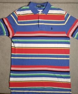Polo Ralph Lauren Striped Polo Shirt Multicolor Embroidered Pony Logo Size L - Picture 1 of 8