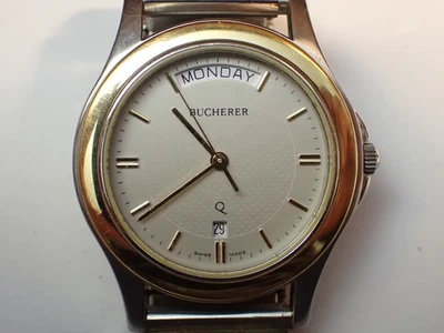 Швейцарские кварцевые наручные часы унисекс BUCHERER 1.318.4.0.82 SS день/дата - редкие - Изображение 1 из 4