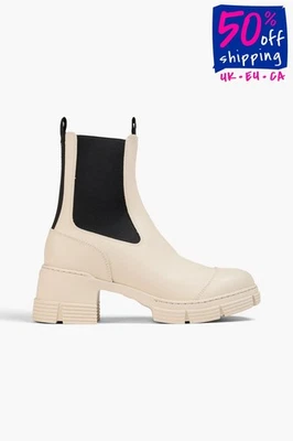 RRP€355 GANNI Rubber Chelsea Boots US7 UK4 EU37 Beige Pull On Made in Portugal - Image 1 of 4