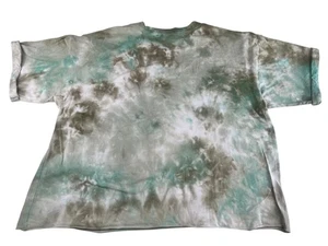 Wild Fable Size Medium T Shirt Green Brown Tie Dye Short Sleeve Shorter Style - Picture 1 of 6