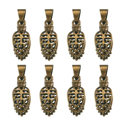 10pcs Antique Bronze Brass Ice Pick Pinch Bails Leaf Pendant Charms Holder 24mm - Image 1 of 4