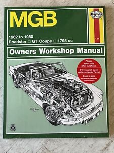 NEW - Haynes Manual 111 - MGB, 1962 to 1980, Roadster, GT Coupe (1798cc)