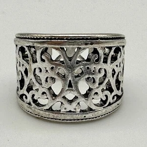 Silver Tone Filigree Ring-Size 7.5 - Picture 1 of 6