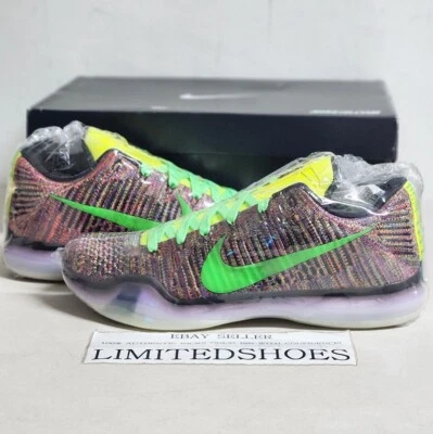 Nike Kobe X 10 Elite Low ID Flyknit Multicolor Green Men US 11.5 Size - Image 1 of 4