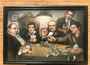 Big Chris Art Gangsters Poker Massivholz gerahmt strukturiert Bild Druck - Bild 1 von 5
