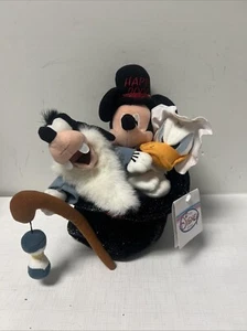 Disney Happy New Year 2000 Y2K Bean Bag Plush Hat Set Donald Goofy Mickey 10” - Picture 1 of 11