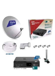 KIT- SATELLITARE TIVÙSAT DECODER HD + PARABOLA 80CM + LNB + CAVO 20+ SUPPORTO  - Imagen 1 de 1