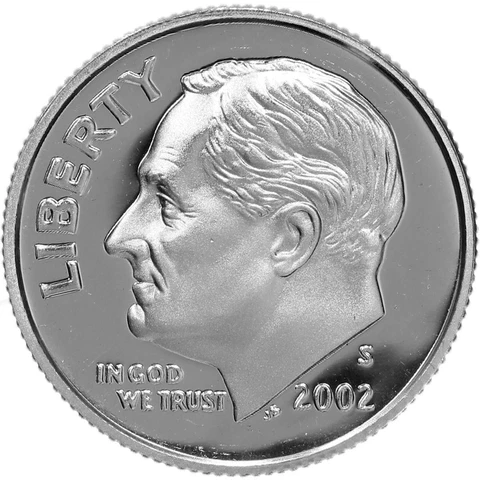 2002 S Roosevelt Dime Gem Deep Cameo 90% Silver Proof US Coin Cover