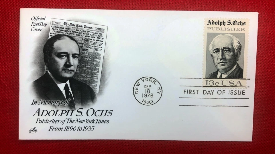 1976 Art Craft FDC 1700 Adolph S. Ochs - Publisher- N.Y. Times ZAYIX - Image 1 of 1