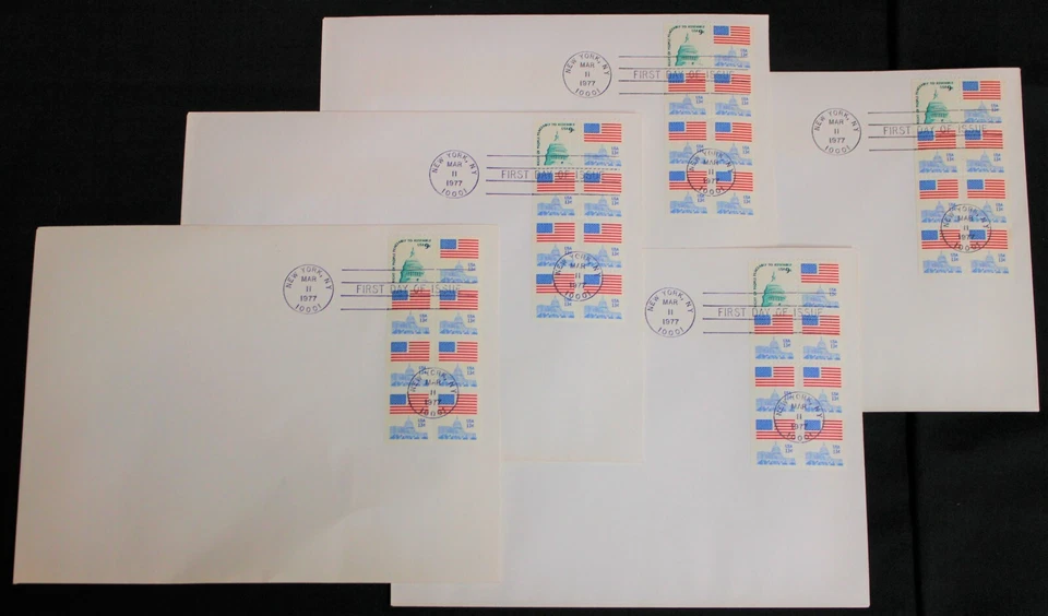 5  FIRST DAY COVERS U.S. POSTAGE STAMPS AMERICAN FLAG 11 MARCH 1977 VINTAGE - Image 1 of 2