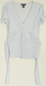 SILHOUETTE dressy TOP semi sheer BLOUSE split sleeves tie-waist ~ Women sz 14 - Picture 1 of 3