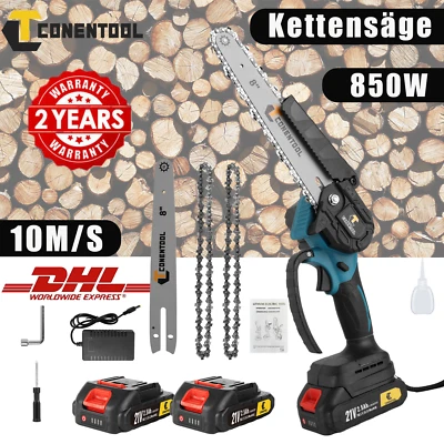 CONENTOOL Motosega elettrica a batteria piccola 8+8 pollici mini motosega a una mano sega 21V con 2 batterie