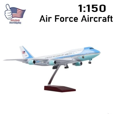 Modelo de aeronave Air Force One em escala 1/150 com material rodante e lâmpada de controle de voz - Imagem 1 de 4