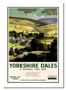 Yorkshire Dales British Railway Vintage Advert National Park Landscape Poster - Picture 1 of 6