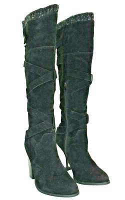 Botas Shoedazzle Aleema Para Mujer Talla 6 Negro Suéter Borde Hebilla Tacón Cremallera Foto 1 de 4
