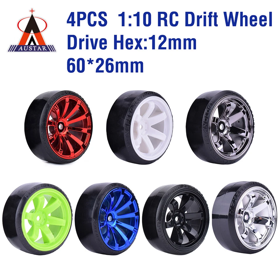 4PCS 1/10 RC Drift On-Road Wheel Hard Pattern Reifen für 1:10 Drifting RC Auto - Bild 1 von 4
