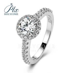 PTX 1CT Real Moissanite Engagement Rings 925 Sterling Silver Brilliant Diamond - Picture 1 of 27