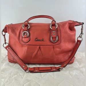 Coach Vintage Orange Leder Schultertasche Handtasche Umhängetasche Ashley Silber Hardware - Bild 1 von 16