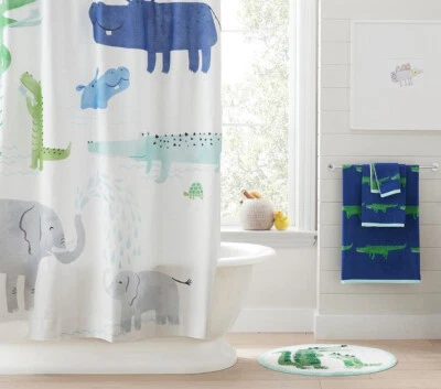 Pottery Barn Kids Safari Printed Animal Shower Curtain 72" X 72" NEW - Image 1 of 4