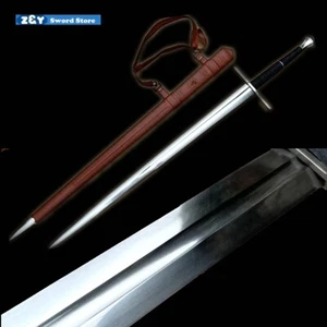 Cuchillo de Batalla Espada Caballero Europa Acero Manganeso Hecho a Mano Doble Mano Jian -Bonito - Imagen 1 de 10