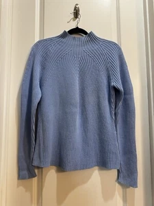 St John Bay Light Blue Cable Knit Pullover Turtleneck Sweater 100% Cotton XL - Picture 1 of 6