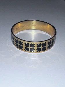 Kate Spade Play Your Cards Right Bangle Bracelet Black Goldtone - Picture 1 of 5