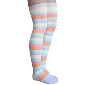Pastel Striped Thigh High Socks - Picture 1 of 4