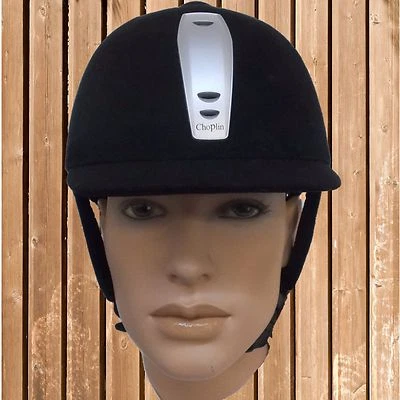 Reithelm Choplin, Reitkappe Choplin, Sturzkappe, flache Riemen, schwarz-silber - Bild 1 von 2