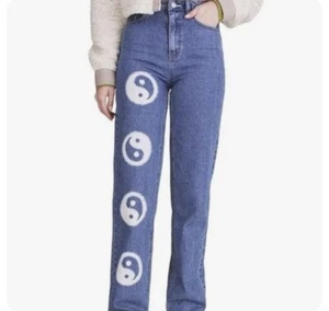 New 90’s PacSun Juniors Eco Yin & Yang Boyfriend Hi Rise Jeans Size 22 NW/OT - Picture 1 of 4