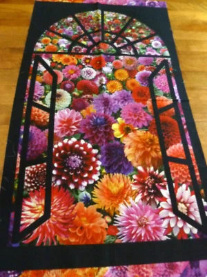 Flowers Garden 花卉织物 数字棉 Elizabeths Studio 23" X 45" 面板 — 第 1/4 张图片