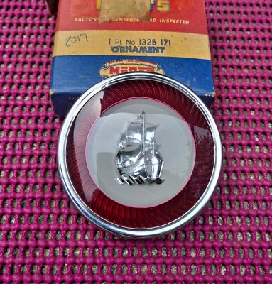 1950 1951 1952 1953 Plymouth NOS MoPar Horn Ring EMBLEM ORNAMENT Red - Image 1 of 3