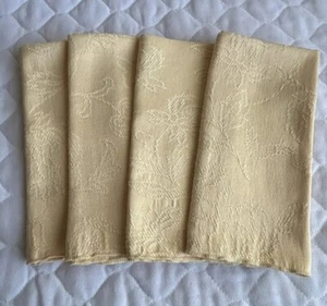 Cloth Dinner Napkins Yellow Floral Embroidered Print 18” Set / 4 - Picture 1 of 4