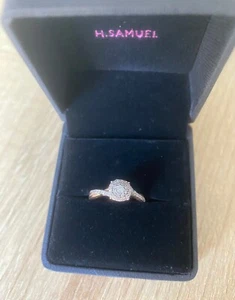 Pre owned engagement ring diamond cluster rose gold, size L - Picture 1 of 4