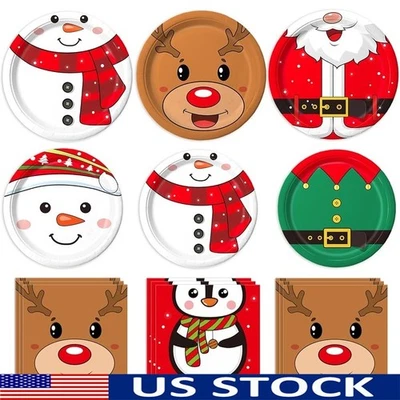 圣诞派对用品 30 张纸盘餐巾餐具套装假日乐趣新品 — 第 1/4 张图片